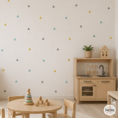 Vinil decoratiu de paret - Triangles ocre blau