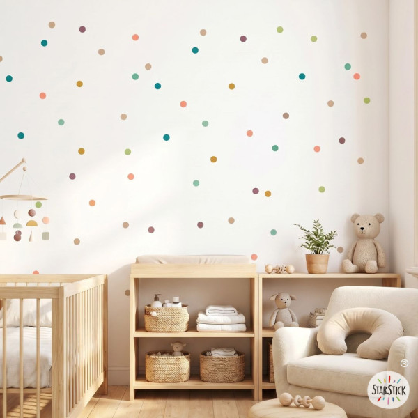 Vinilos decorativos de pared - Mini confetis en tonos tierra y verde