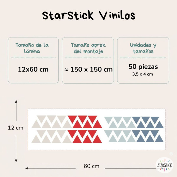 Vinilos Triángulos Teen rojo - Ideas de decoración juvenil