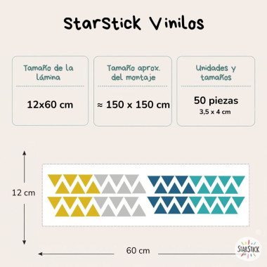 Triángulos combinación Mostaza - Vinilos decoración paredes