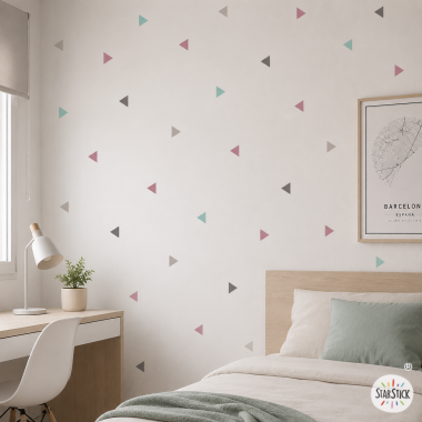 Stickers muraux décoratifs - triangles rose et gris | design moderne
