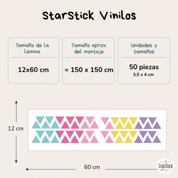 Vinilos decorativos - Triángulos combinación Unicorn - Decoración infantil y juvenil