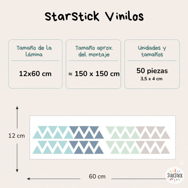 Vinilos efecto pintado Triángulos Mint | Decoración infantil pared