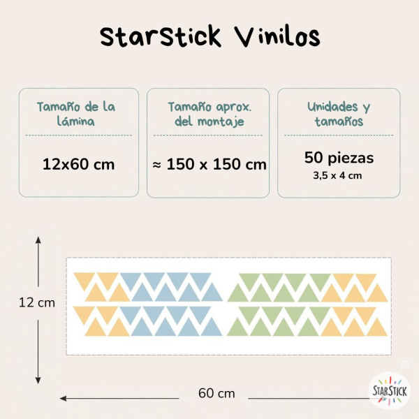 Vinils decoratius efecte pintat per a paret – Triangles Selva en tons naturals – Decoració infantil i juvenil