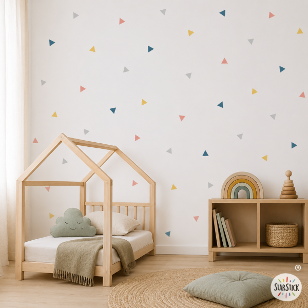 Vinilos decorativos efecto pintado en pared – Triángulos combinación Vintage