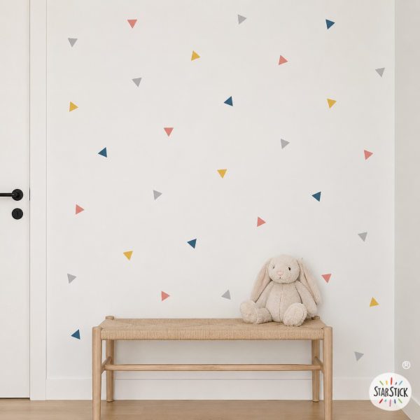 Vinilos decorativos efecto pintado en pared – Triángulos combinación Vintage