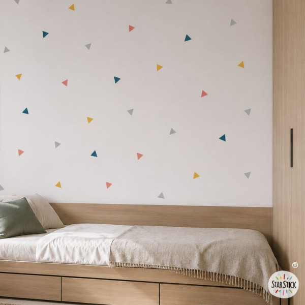 Vinilos decorativos efecto pintado en pared – Triángulos combinación Vintage