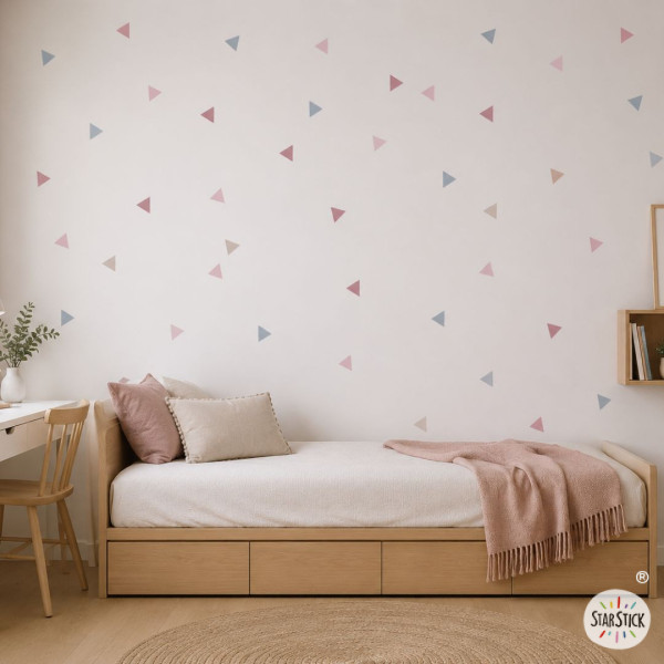 Vinilos decorativos efecto pared pintada - Triángulos rosa palo -  Habitación infantil