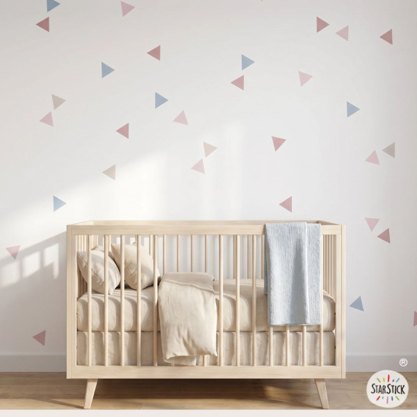 Vinilos decorativos efecto pared pintada - Triángulos rosa palo -  Habitación infantil