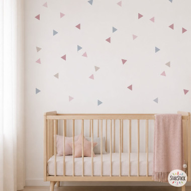 Vinil decoratiu efecte paret pintada - triangles rosa pal - habitació infantil