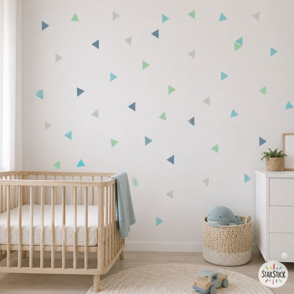 Vinilos efecto pintado Triángulos Mint | Decoración infantil pared