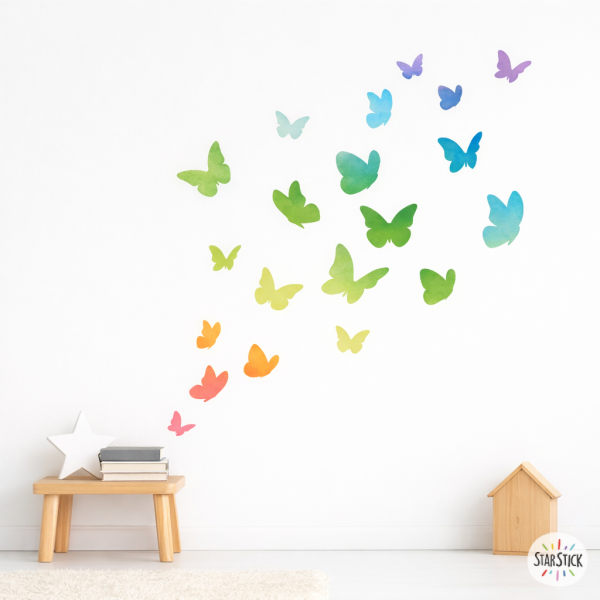 Vinilo Mariposas Rainbow - Ideas decorativas para cuartos infantiles