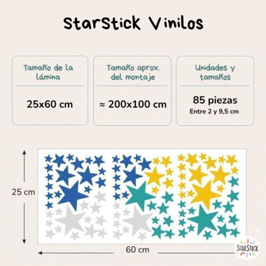 85 estrelles mostassa per a decoració infantil | Vinils de paret infantils
