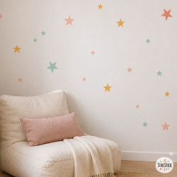 85 étoiles mandarine pour décoration enfant | stickers muraux effet peint