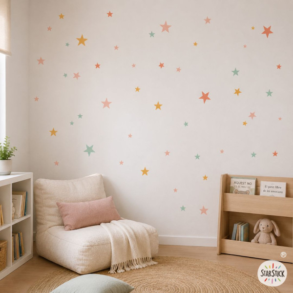 85 estrelles mandarina per a decoració infantil | Vinil de paret efecte pintat