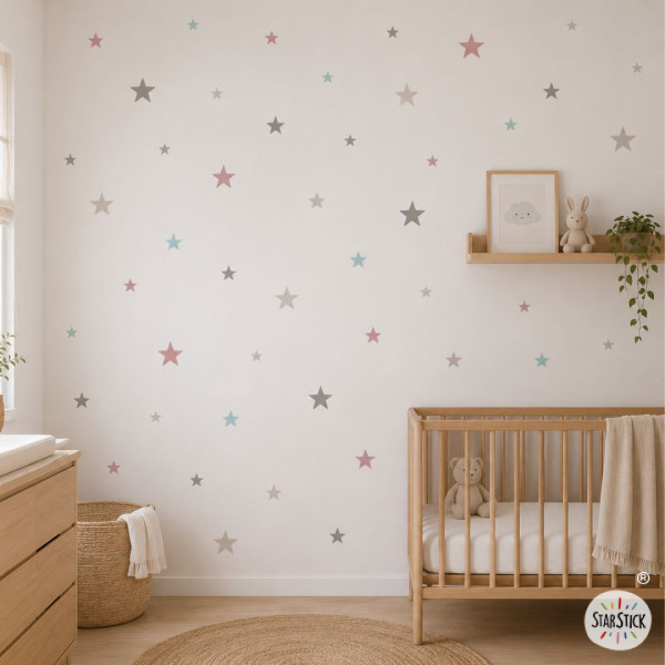 85 Estrellas combinación rosa gris - Vinilos decorativos - Decoración infantil