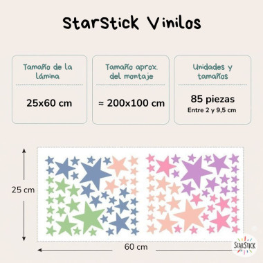 85 estrellas Candy. Vinilos decorativos para habitaciones infantiles