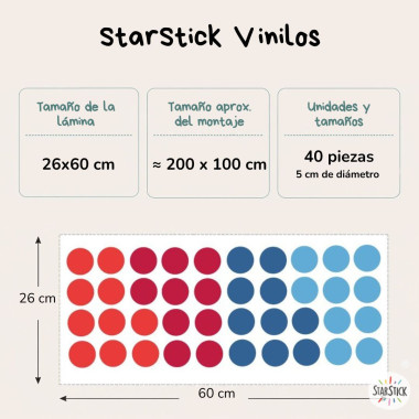 Confetis en tonos azul y rojo - Vinilo decorativo para paredes