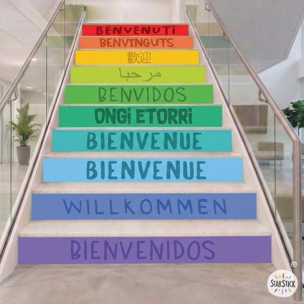 Vinilos para escaleras - Bienvenidos multi idioma