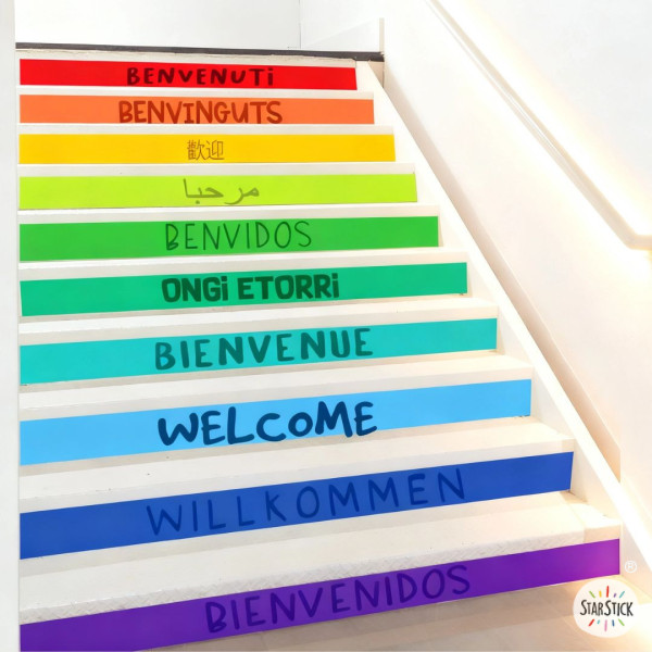Vinilos para escaleras - Bienvenidos multi idioma