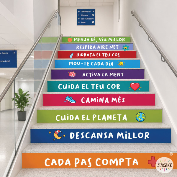 Vinils per a escales de centres de salut | Cada pas compta