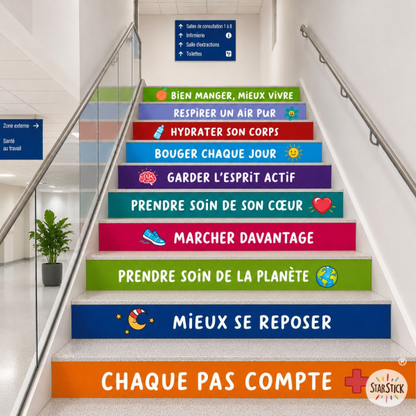 Stickers pour escaliers de centres de santé | Chaque pas compte