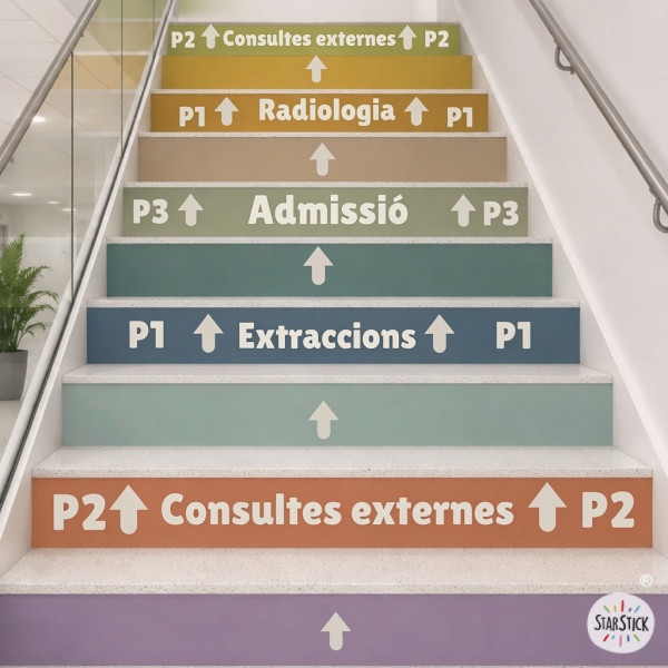 Vinils personalitzats per a escales amb senyalització | Personalitza textos i colors