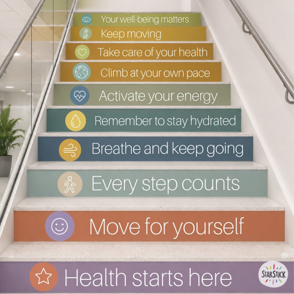 Stickers décoratifs pour escaliers d’hôpitaux | Votre santé commence ici