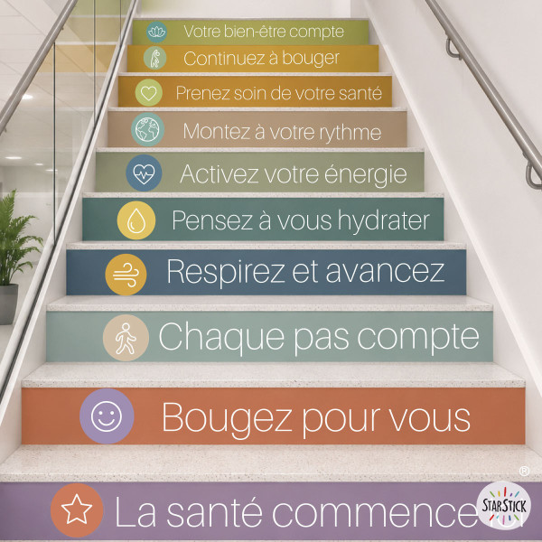 Stickers décoratifs pour escaliers d’hôpitaux | Votre santé commence ici