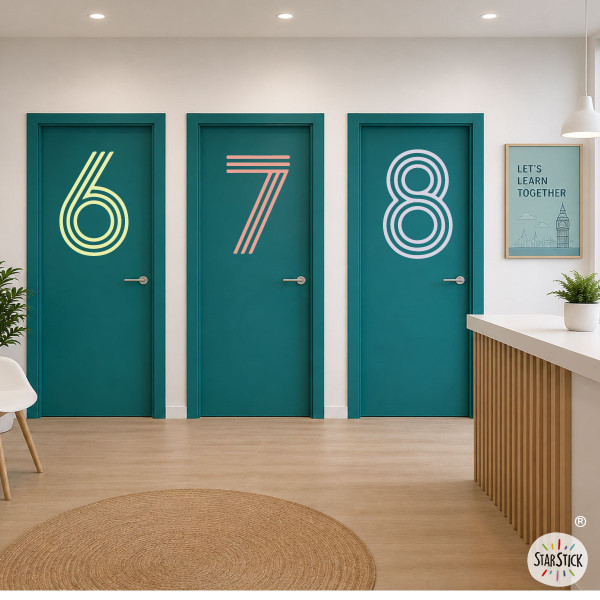 Vinilos para puertas y señalización de espacios públicos | Números lineales