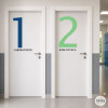 Decorative stickers with numbers and text for door signage in public spaces, offices, and buildings.