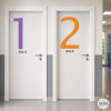 Decorative stickers with numbers and text for door signage in public spaces, offices, and buildings.