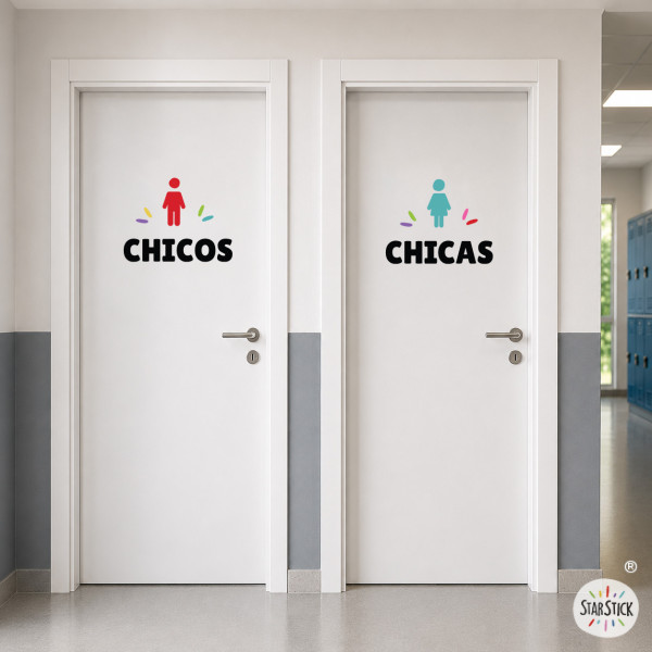 Vinilos para señalizar WC | Pegatinas personalizables para baños de varios colores
