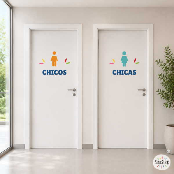 Vinilos para señalizar WC | Pegatinas personalizables para baños de varios colores