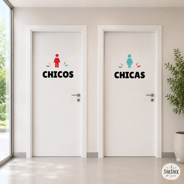 Vinilos para señalizar WC | Pegatinas personalizables para baños de varios colores