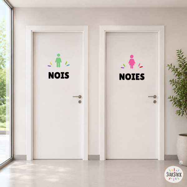 Vinilos para señalizar WC | Pegatinas personalizables para baños de varios colores