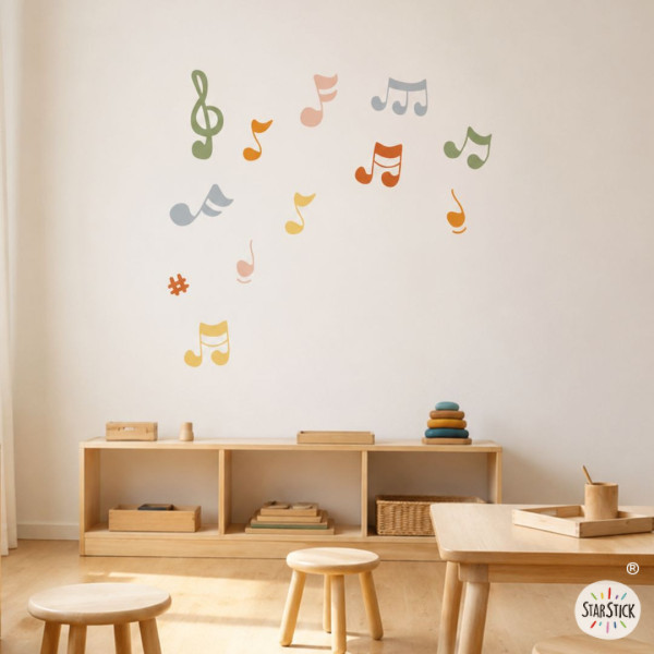 Vinilo decorativo con notas musicales de colores – Decoración educativa