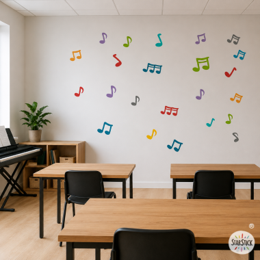 Vinil decoratiu de notes musicals - Decoració d’espais educatius i aules de música