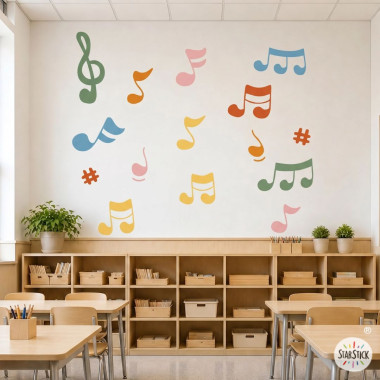 Decorative sticker with colorful musical notes – educational deco