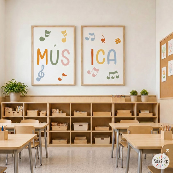 Decoración Montessori - 2 cuadros para aulas de música