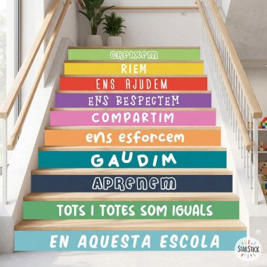 Choose language! Pack of 10 colored steps - School coexistence rules - Stair decoration