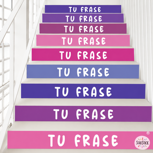 Custom stair stickers in lavender tones | Choose your 10 phrases