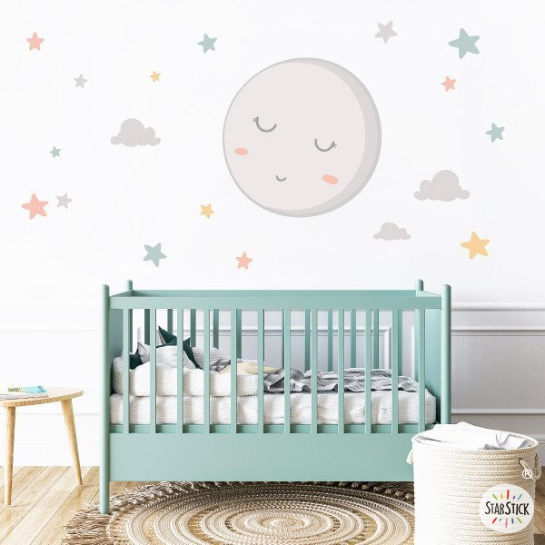 Vinilos decorativos para bebé con Luna Llena – Habitación infantil