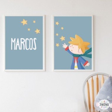 Pack of 2 decorative sheets - Little prince + Name sheet