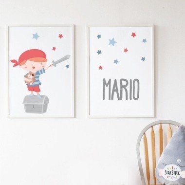 Pack of 2 decorative sheets - Super boy pirate + Name sheet