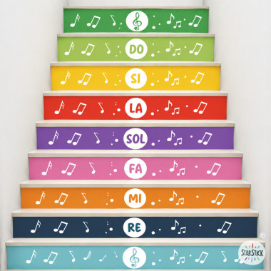 Vinilos decorativos para escaleras con las notas musicales