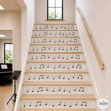 Stickers décoratifs pour escaliers avec motif de partition musicale