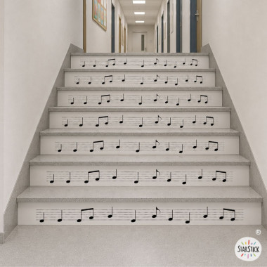 Stickers décoratifs pour escaliers avec motif de partition musicale