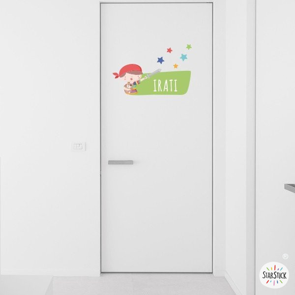 Súper nen pirata - Vinil personalitzable - Nom per a portes