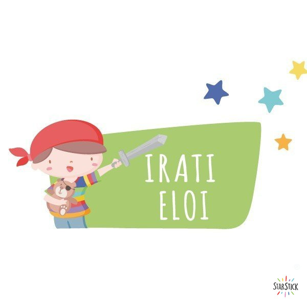 Súper nen pirata - Vinil personalitzable - Nom per a portes